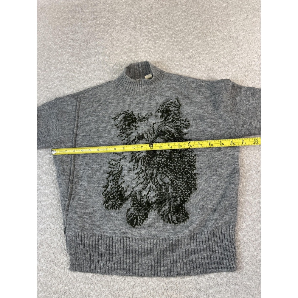 MOTH Sweater Womens Extra Small Gray Dog Intarsia Mock Neck Pullover Knit‎ - Picture 4 of 8